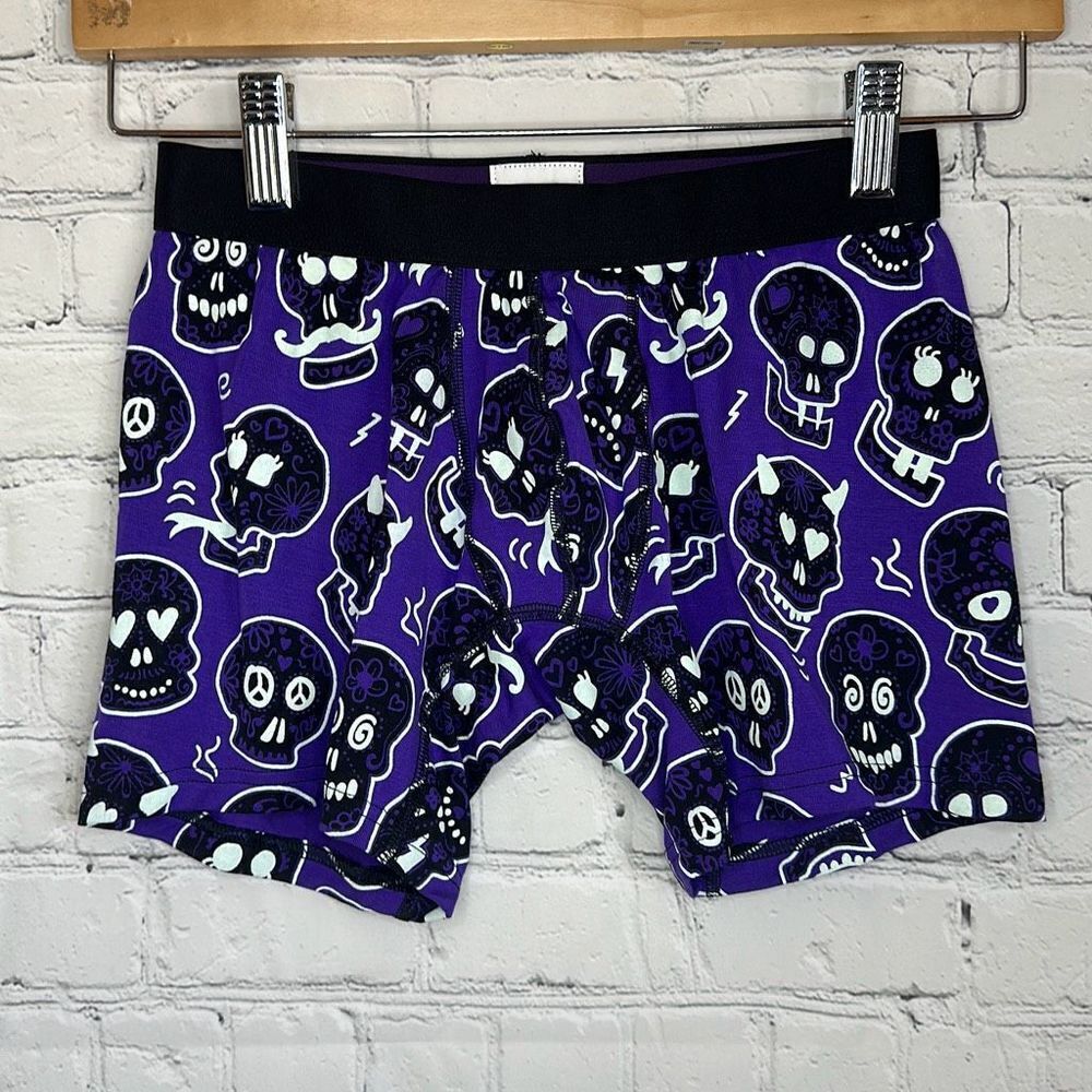 Meundies Men’s Skull Boxer‎ Briefs Underwear Glow in The Dark Small New no tags